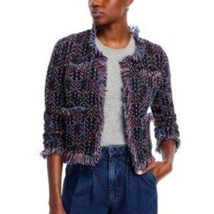 $363 Aldo Martins Thun Fringed Knit Bomber Jacket Size S, L